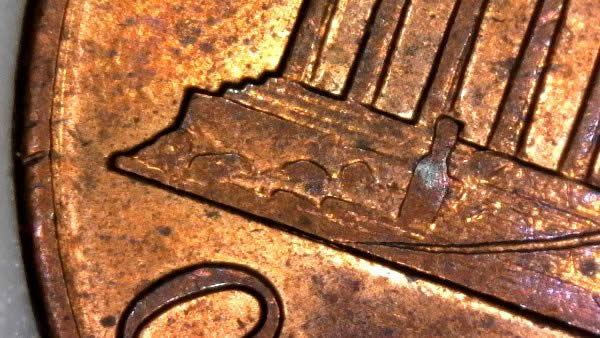 1987-P-Lincoln-Memorial-Cent-Struck-Through-Wire-Brush-Bristle-Not-PSD!